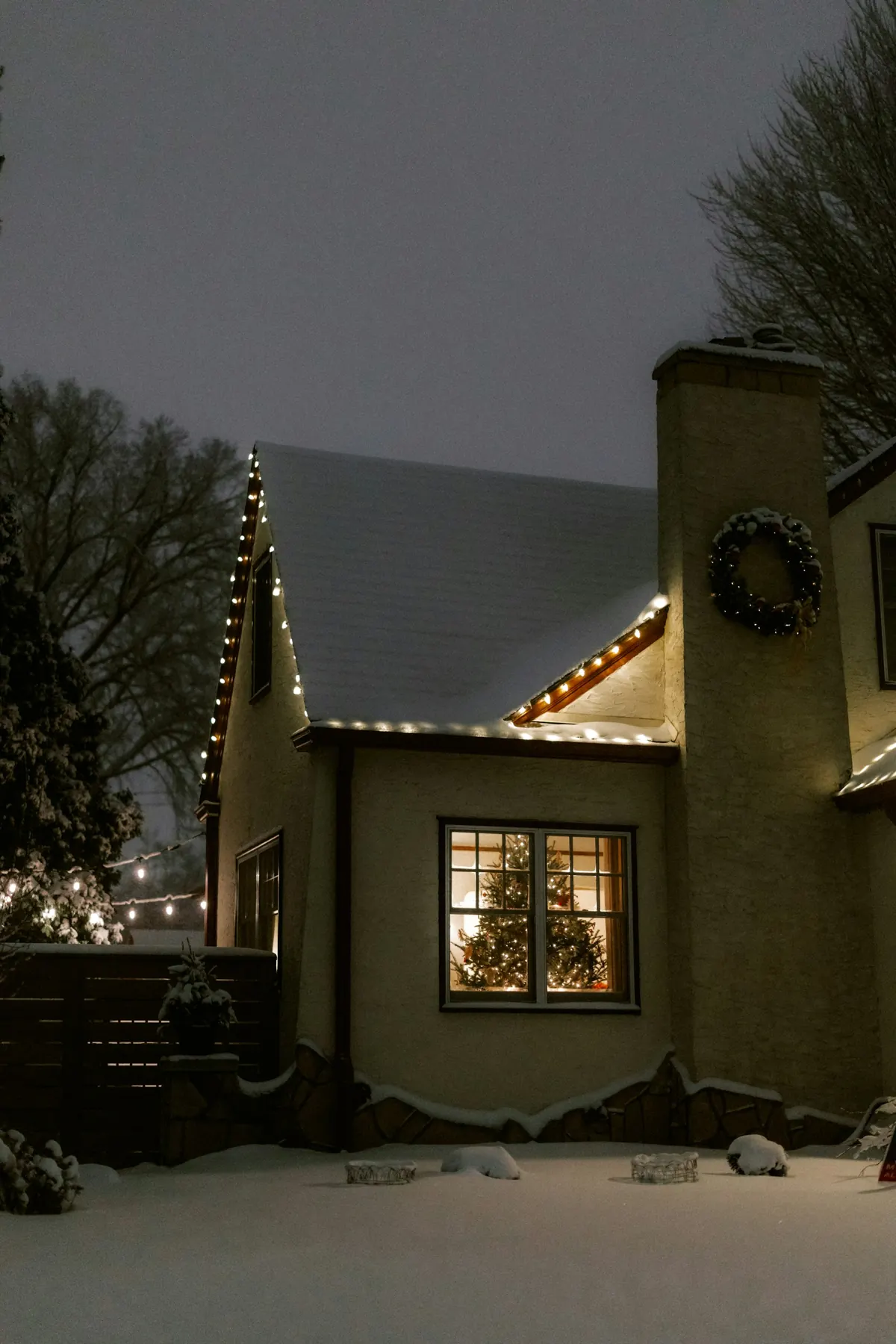 Christmas lights on a home — roofline lighting like we install in Gardner, Kansas